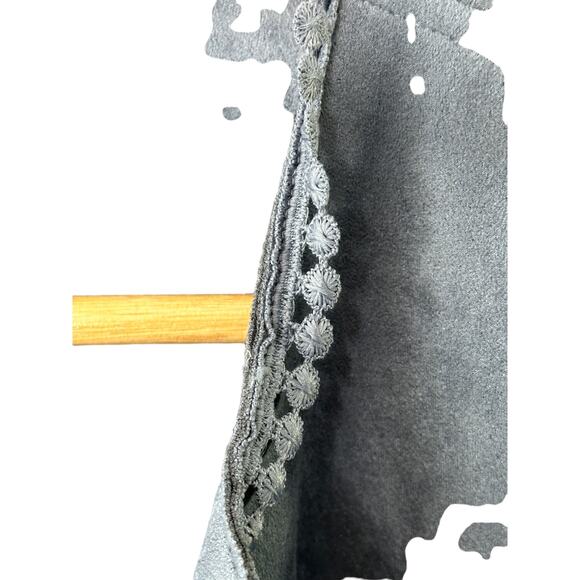 Chico's Gray Faux-Suede Trim-Detail Fringe Jacket Women's Size Medium 8 10 - Picture 6 of 13